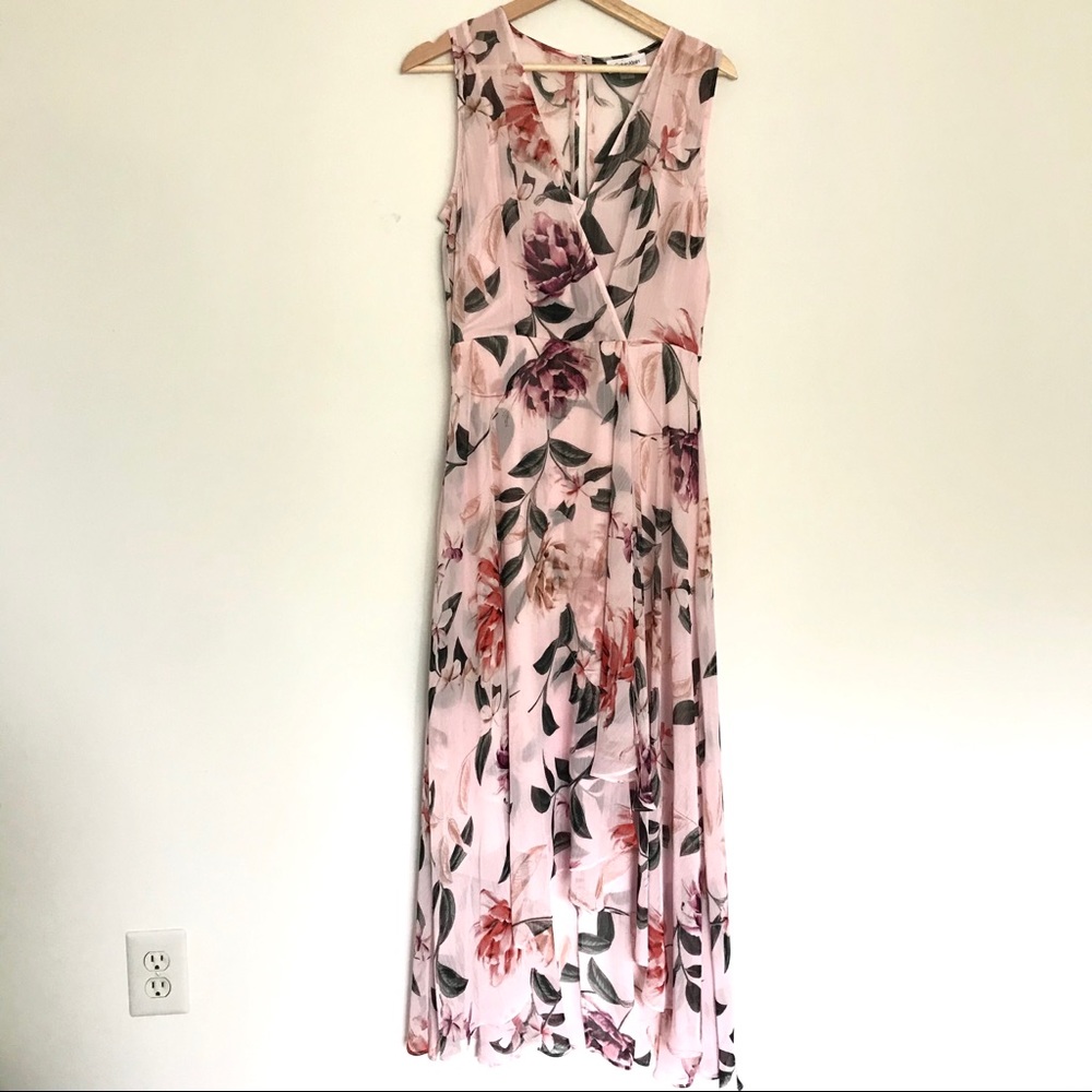 Calvin Klein Floral Chiffon V-neck Dress - Picture 5 of 16